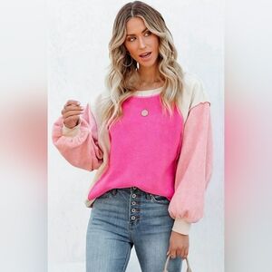 VICI COLLECTION FEELING FAB TEDDY COLORBLOCK PULLOVER